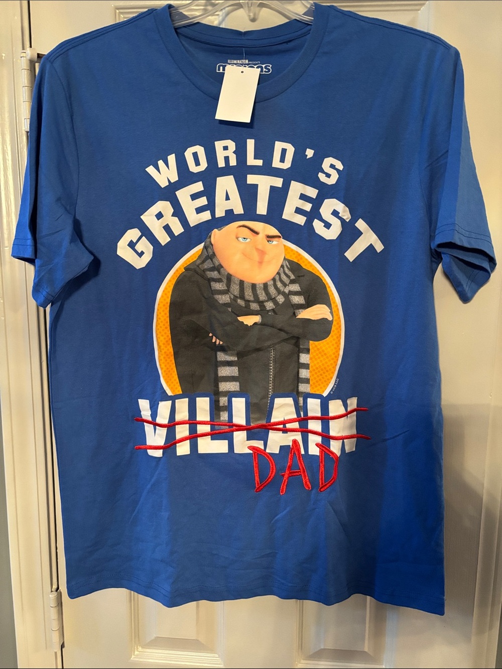 Despicable Me Minions Blue "World's Greatest V̵i̵l̵l̵a̵i̵n̵ Dad" Tee NWT
